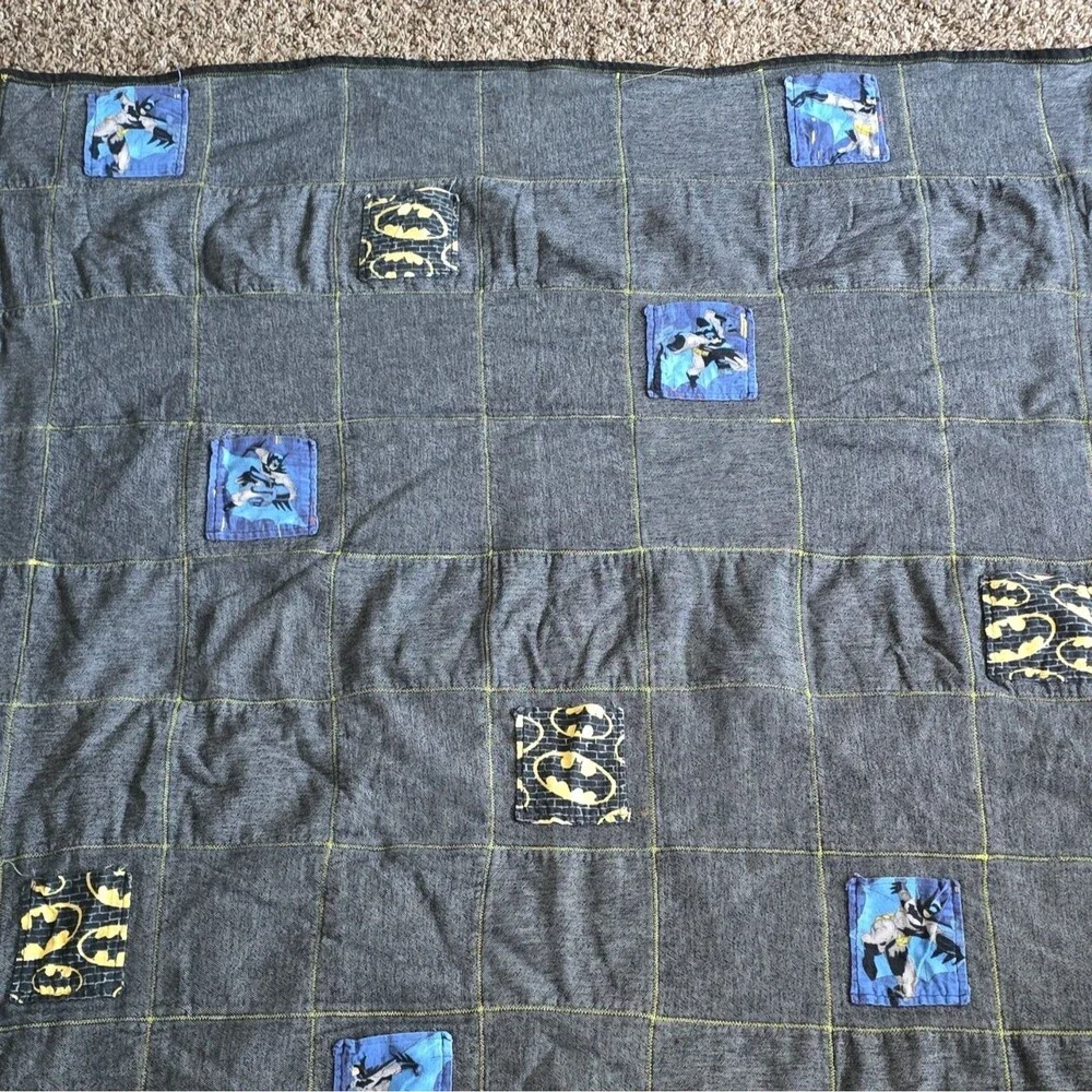 Batman Pictorial Kids Blanket Throw 42x53 Blue Black Yellow Red Gray